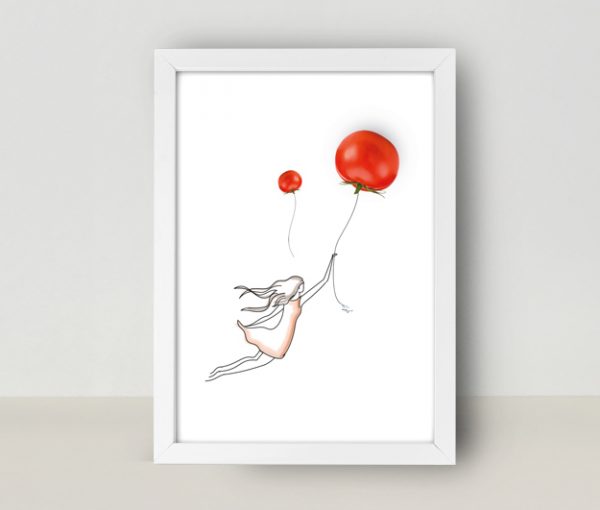 בלון עגבניה - מסגרת לבנה