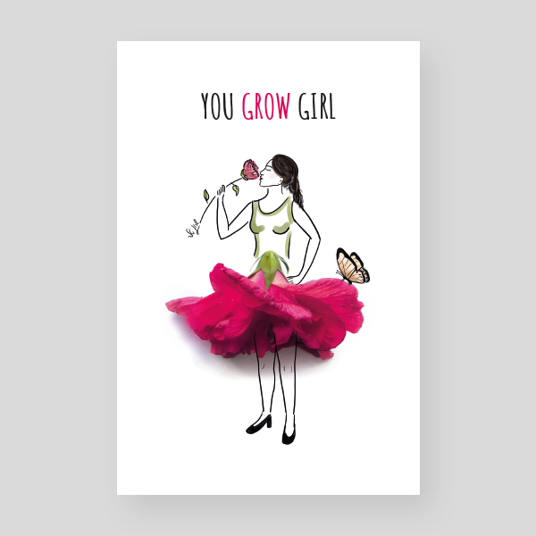 Flowery skirt postcard