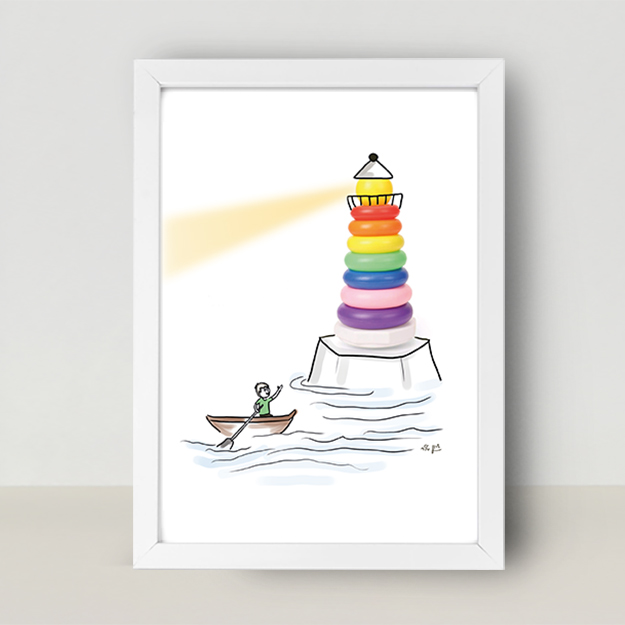 מגדלור - מסגרת לבנה